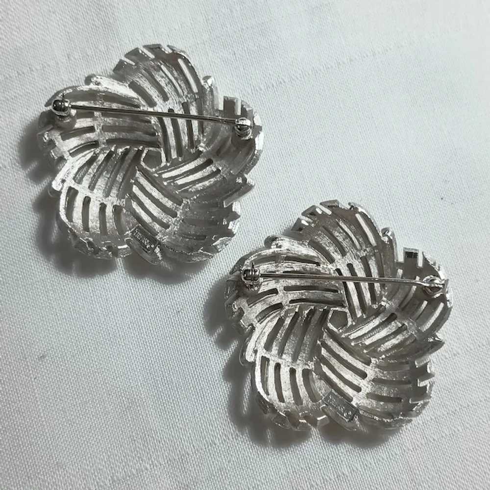 Trifari brushed silver tone swirl pins - image 2