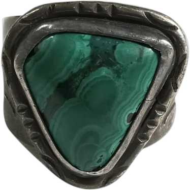 Southwest sterling silver malachite ring hand craf