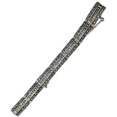 Vintage Sterling Silver Marcasite Bracelet - image 1