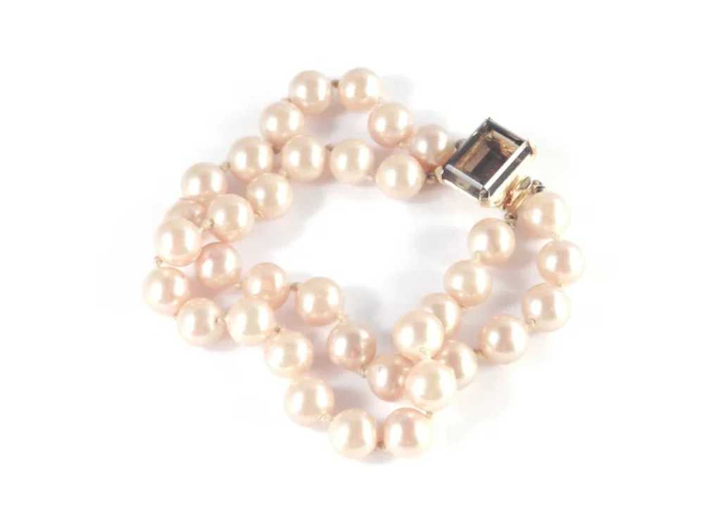 Marvella Double Strand Faux Pearl Topaz Art Glass… - image 2