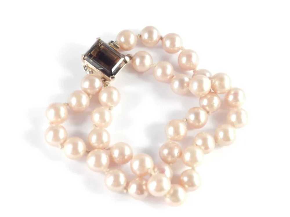 Marvella Double Strand Faux Pearl Topaz Art Glass… - image 3