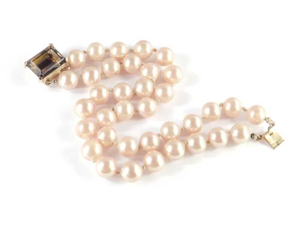 Marvella Double Strand Faux Pearl Topaz Art Glass… - image 5