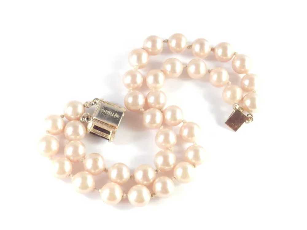 Marvella Double Strand Faux Pearl Topaz Art Glass… - image 7