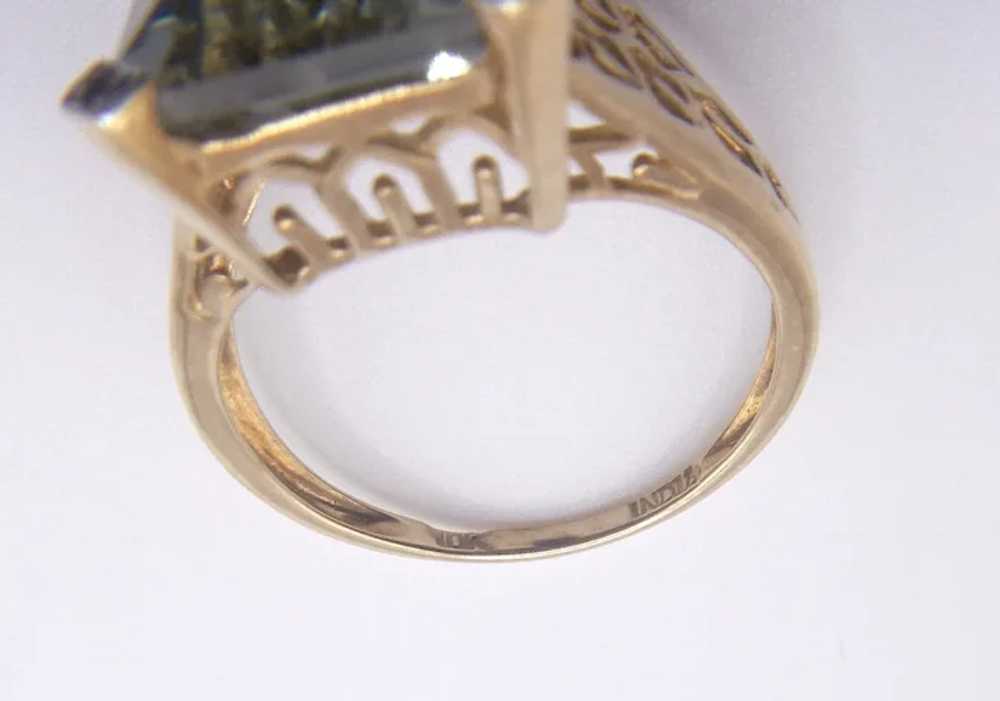 Pale green amethyst filigree cocktail ring with d… - image 5