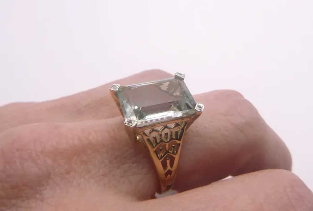 Pale green amethyst filigree cocktail ring with d… - image 6