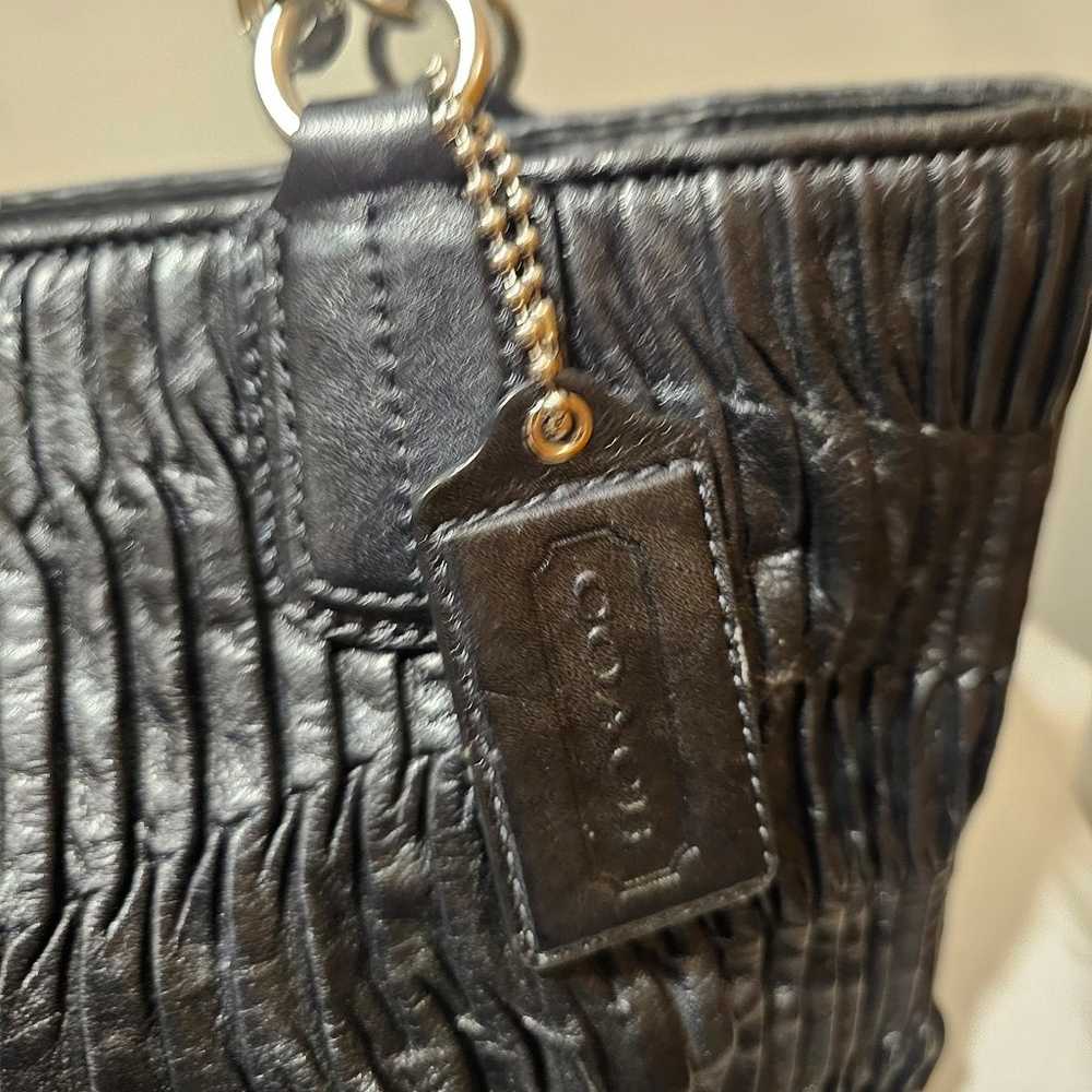 Coach madison midnight deep blue gathered leather… - image 3