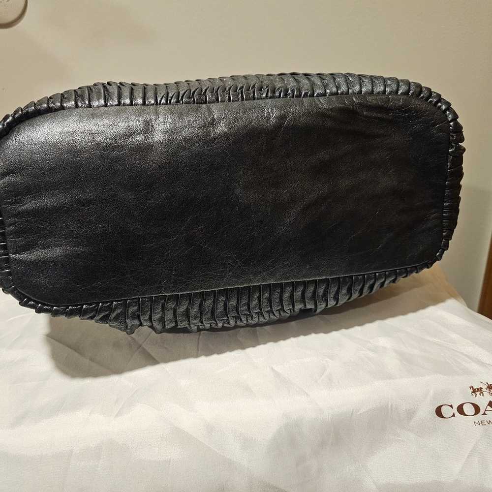 Coach madison midnight deep blue gathered leather… - image 9