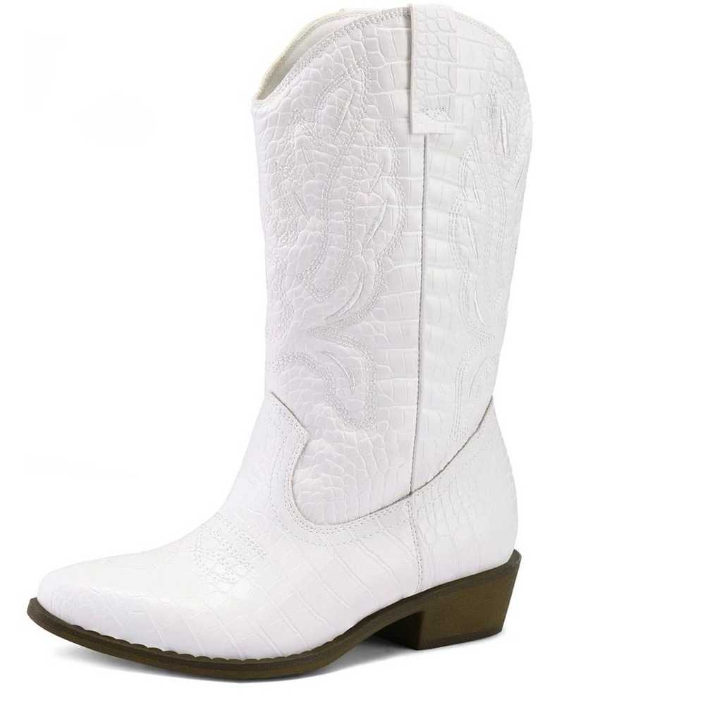 NWOT White mysoft Western Cowboy Boots Embroidere… - image 1