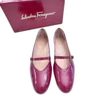 VTG Salvatore Ferragamo Red Patent Leather Block … - image 1