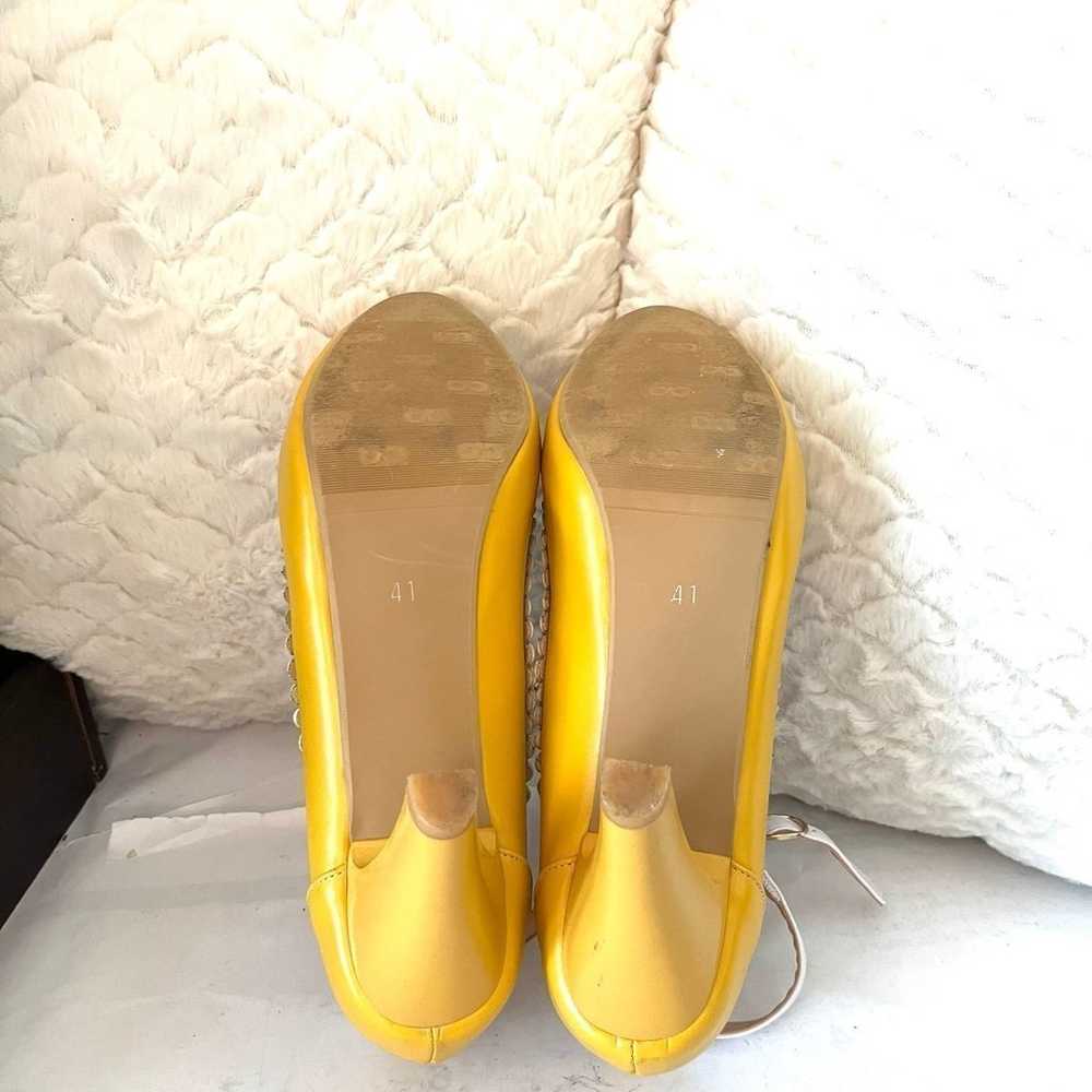 Vintage Platform MaryJane Pump Heels Yellow Ankle… - image 10