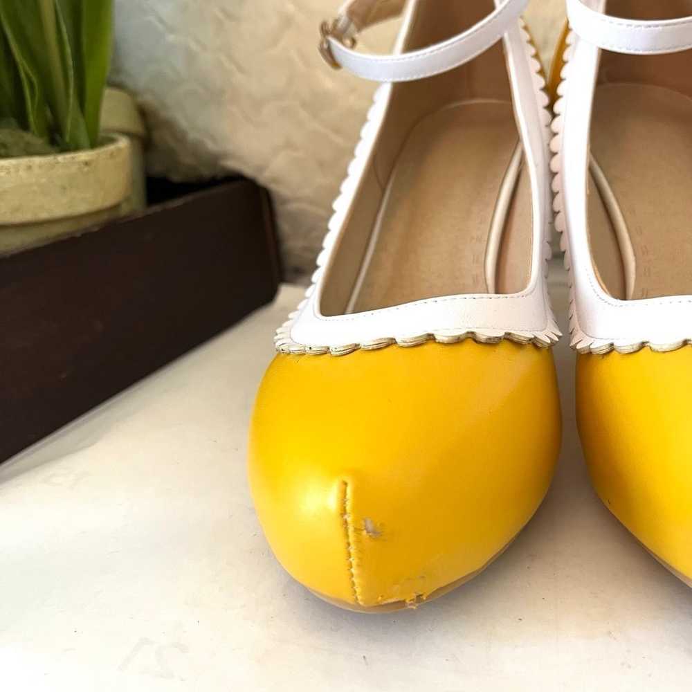 Vintage Platform MaryJane Pump Heels Yellow Ankle… - image 12