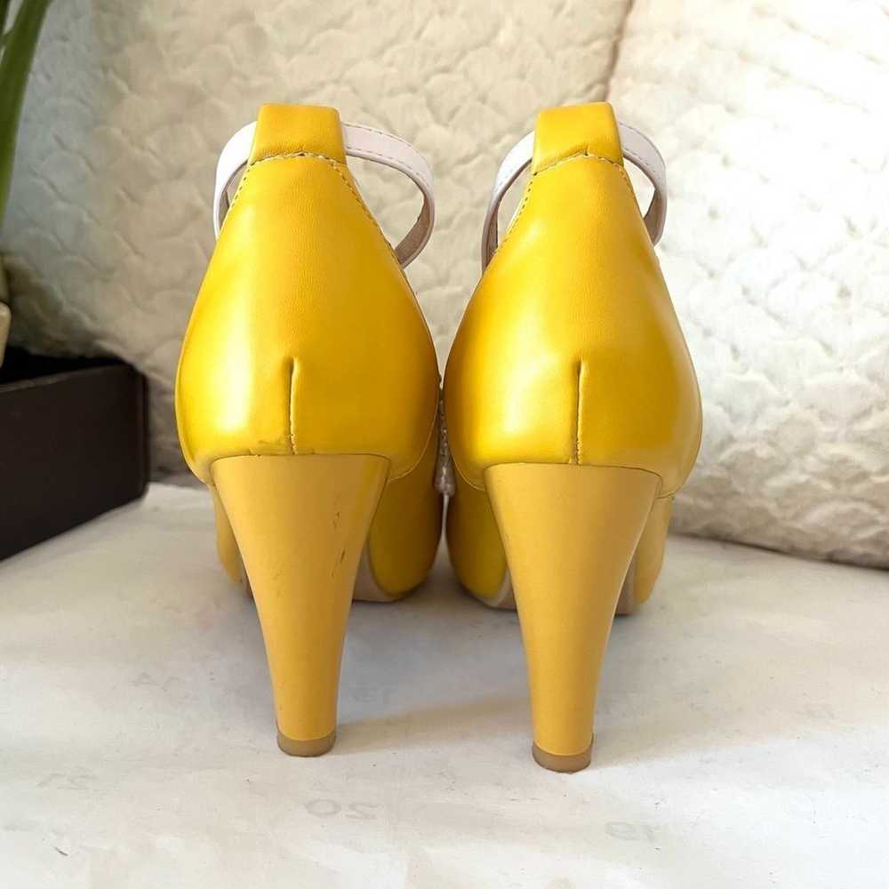 Vintage Platform MaryJane Pump Heels Yellow Ankle… - image 9