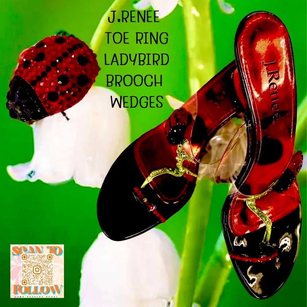 J. RENEE TOE RING LADYBIRD BROOCH WEDGES WITH JEL… - image 1