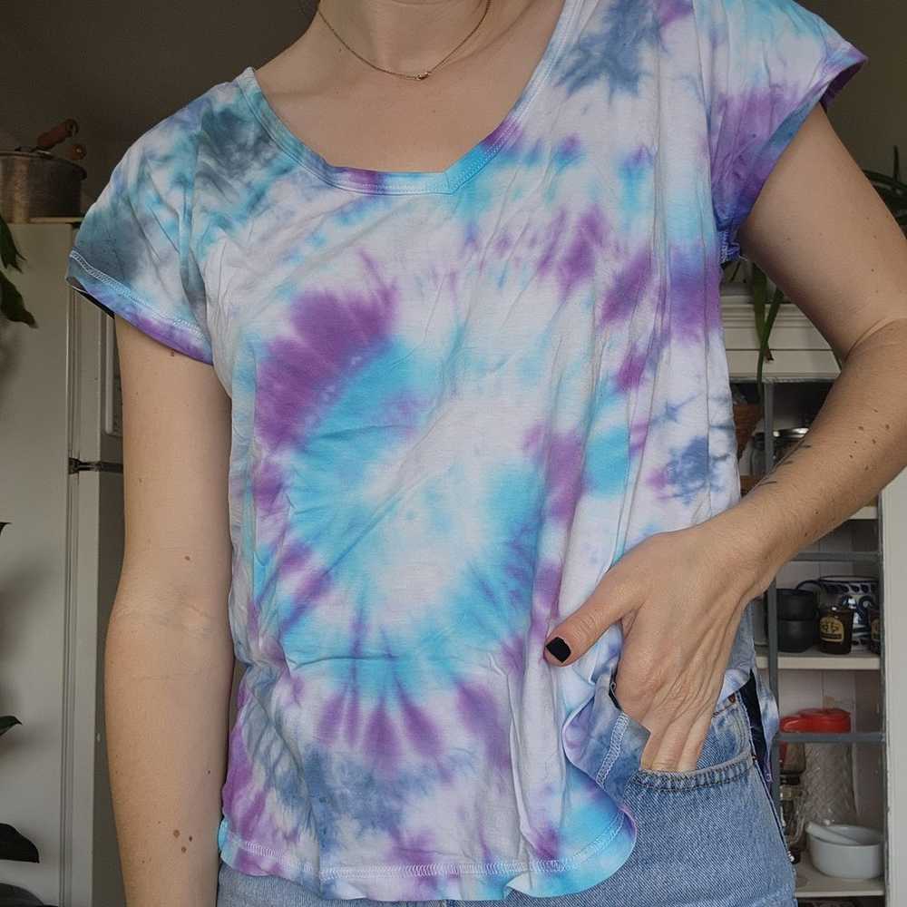 Upcycled Tie-dye Open Back Shirt - image 1