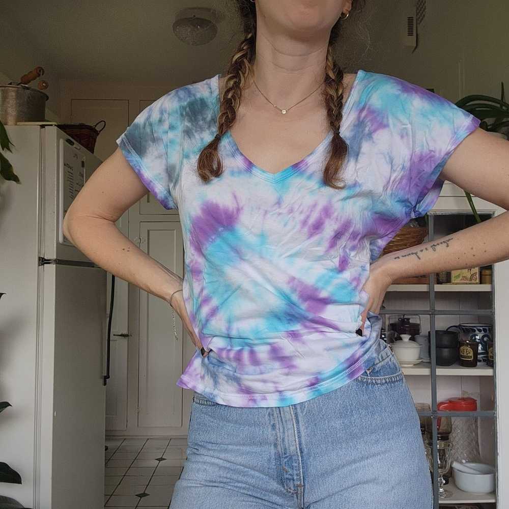 Upcycled Tie-dye Open Back Shirt - image 2