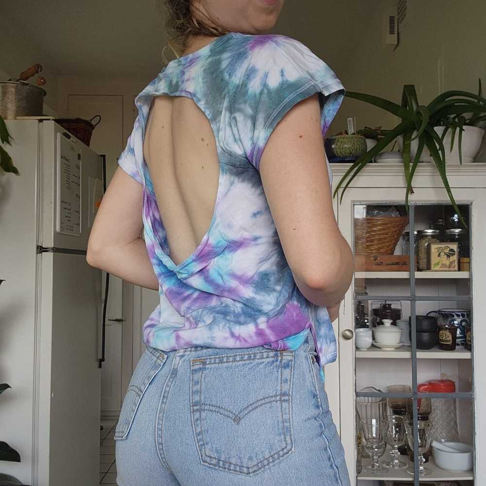 Upcycled Tie-dye Open Back Shirt - image 3