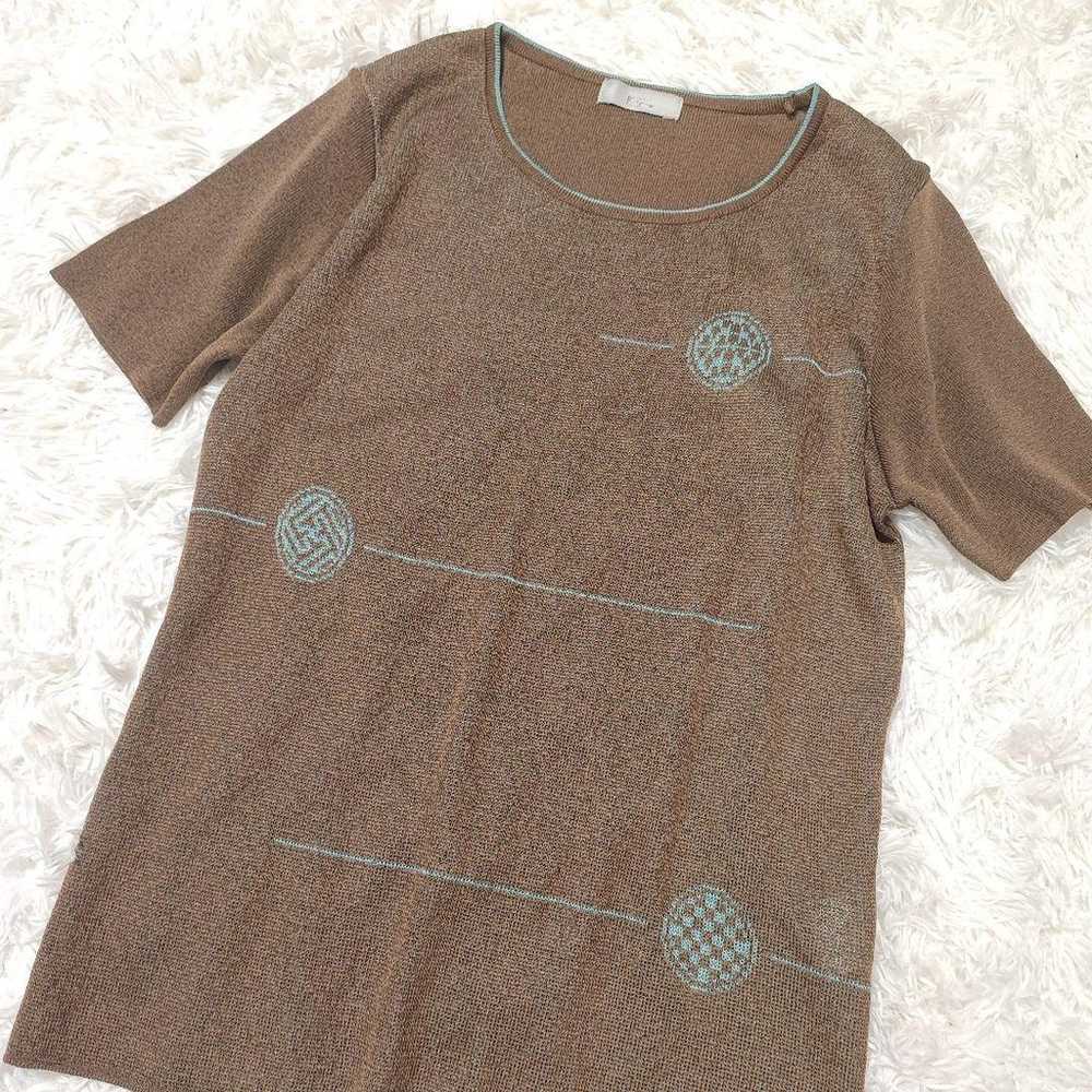 Tops [F] T-shirts Knit T-shirts Brown Retro - image 2