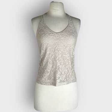 Vintage Express Y2K Lace and Sequent Embroidered Top with Satin popular Bow Detail