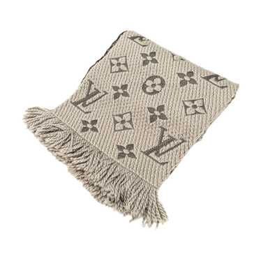 Gray Louis Vuitton Logomania Wool Scarf Scarves