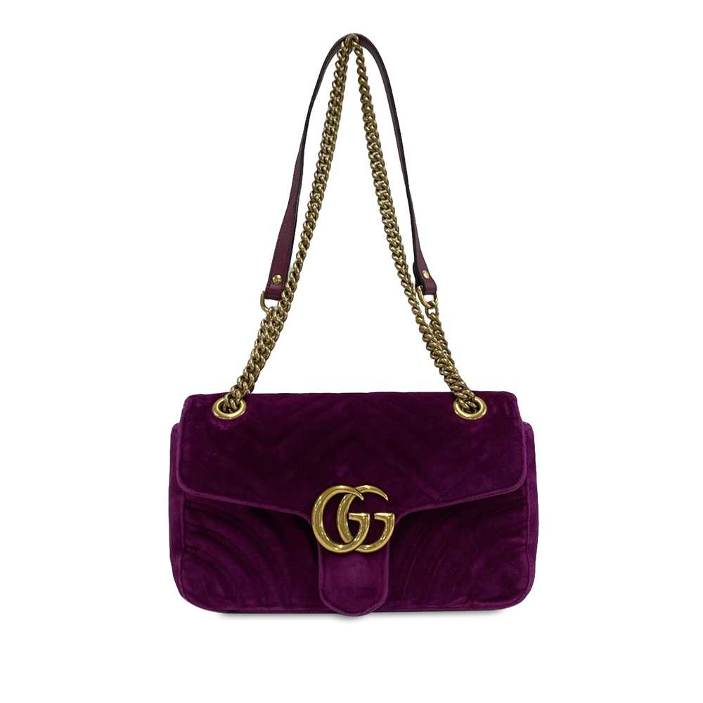 Purple Gucci Small Velvet GG Marmont Matelasse Cr… - image 1