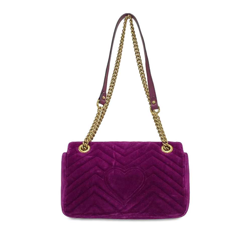 Purple Gucci Small Velvet GG Marmont Matelasse Cr… - image 3