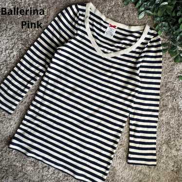 Ballerina Pink Striped 3/4 Sleeve T-shirt Size 38