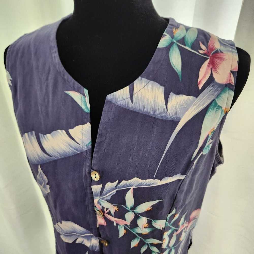 Tommy Bahama Silk Blue Floral Button Front Top Wo… - image 2