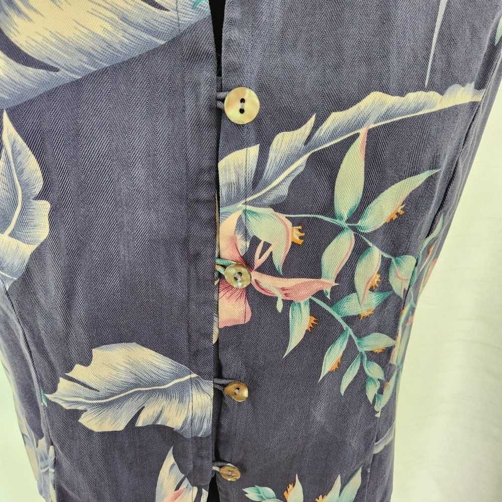 Tommy Bahama Silk Blue Floral Button Front Top Wo… - image 3