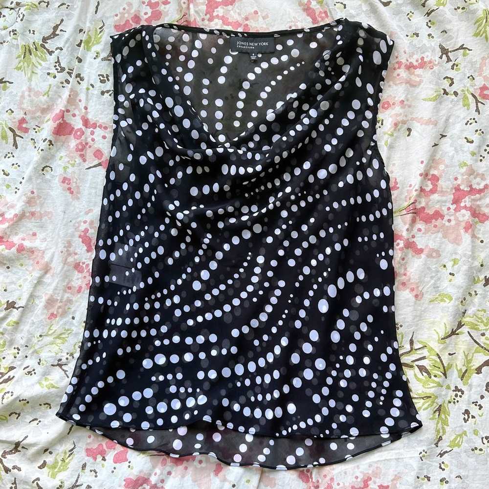 Romantic Black & White Polka Dot Top - image 2