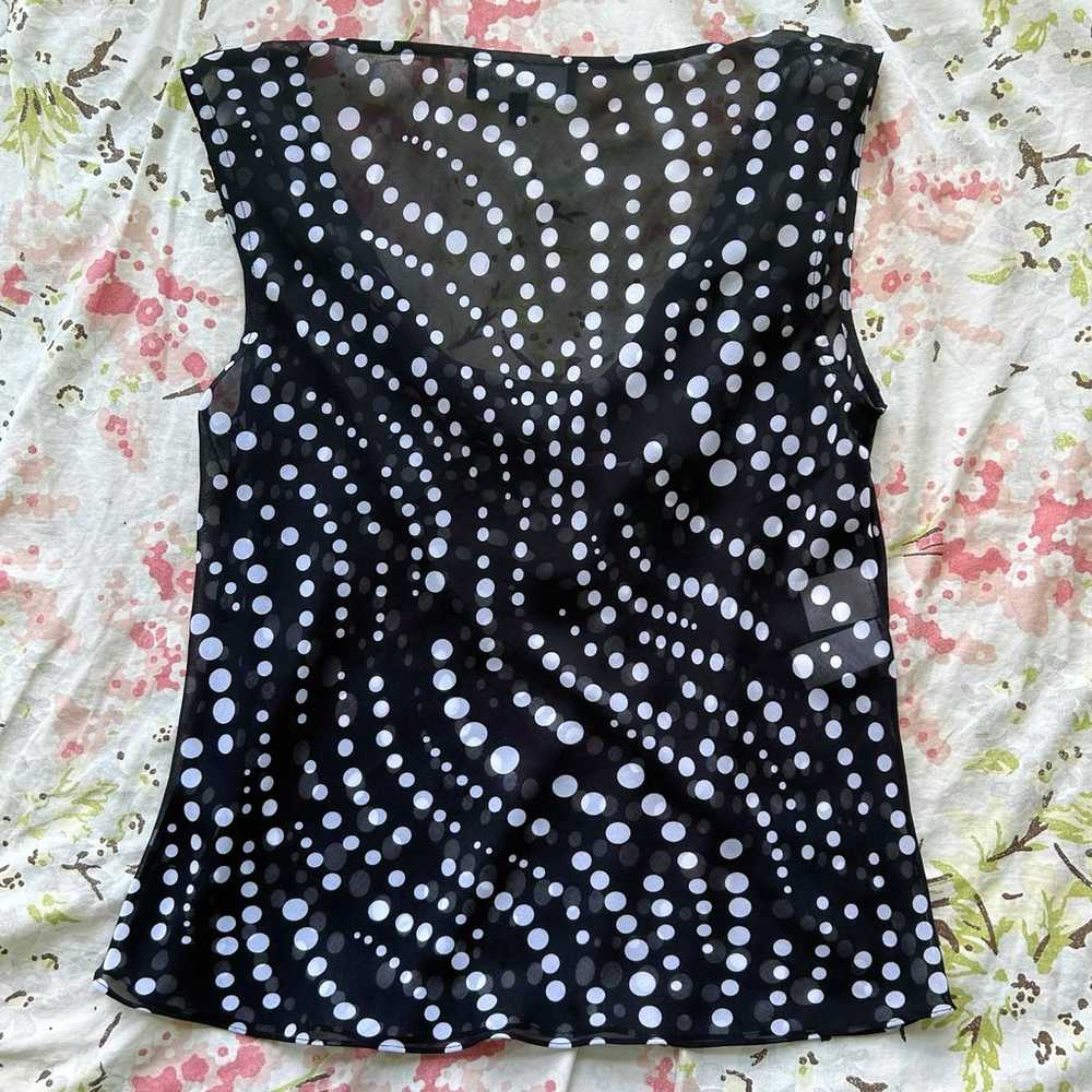 Romantic Black & White Polka Dot Top - image 3