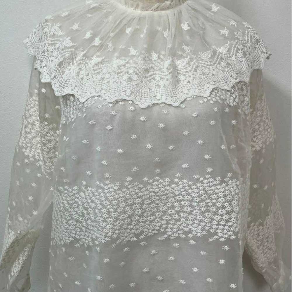 【1216】ZARA white floral blouse - image 3