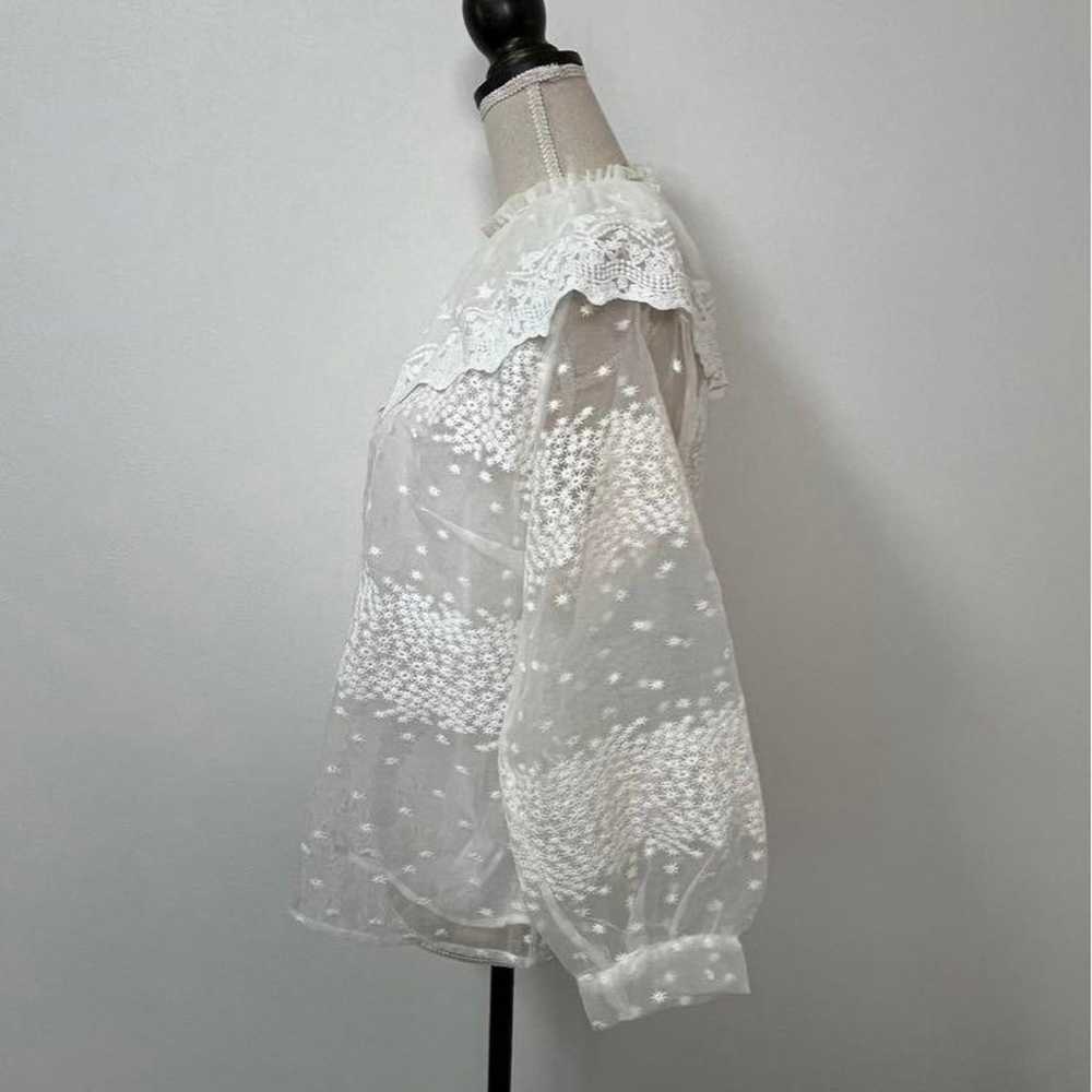 【1216】ZARA white floral blouse - image 4