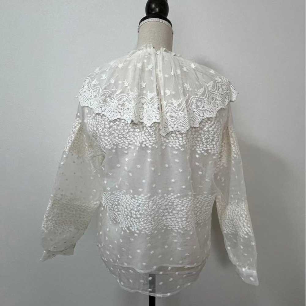 【1216】ZARA white floral blouse - image 5