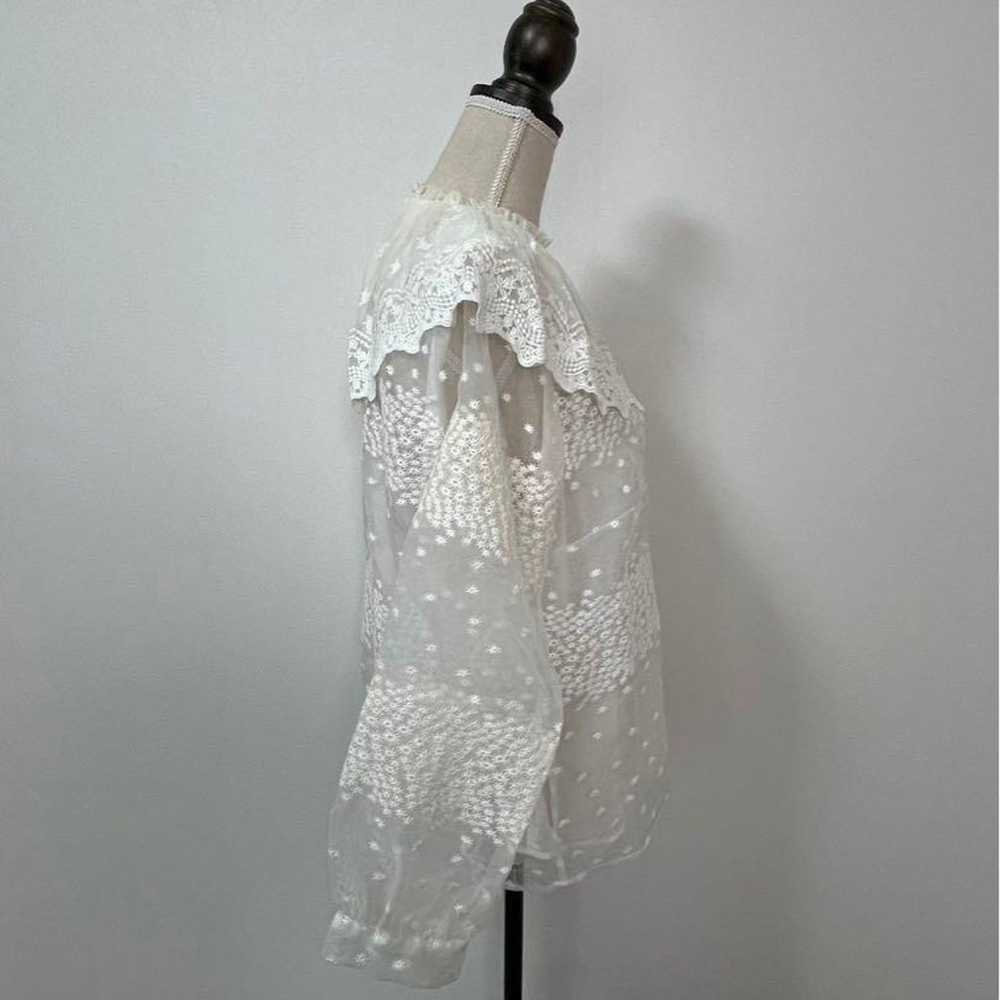 【1216】ZARA white floral blouse - image 6