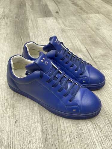 Fendi Fendi Faces Motif Leather Sneakers Blue