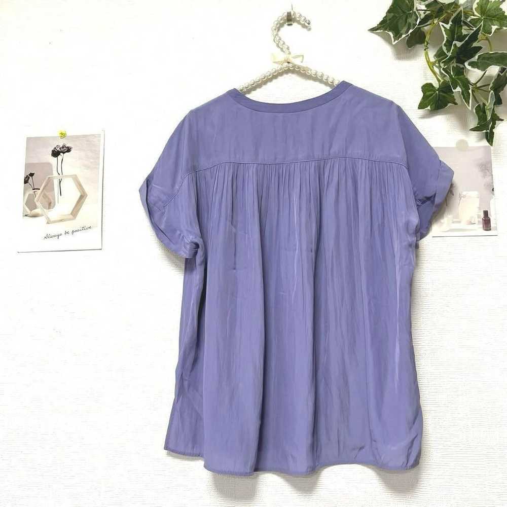 3384-1 chouette plume French sleeve blouse M plain - image 4