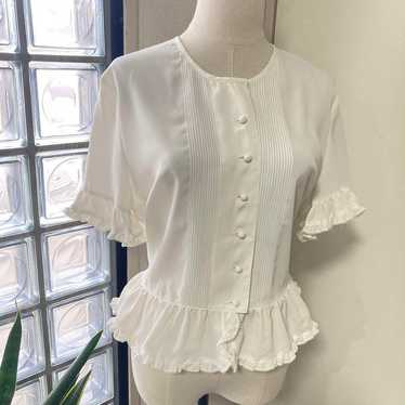 ★ Ketty ★ Ketty Vintage Short Sleeve Frill Blouse