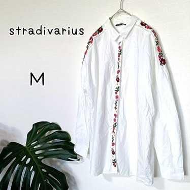 Stradivarius Men's Embroidered Flower Retro Shirt 