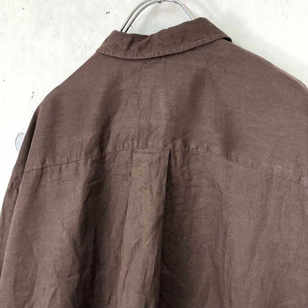 e387 [Spick and Span] 2 Brown Linen 100% Big Shir… - image 8