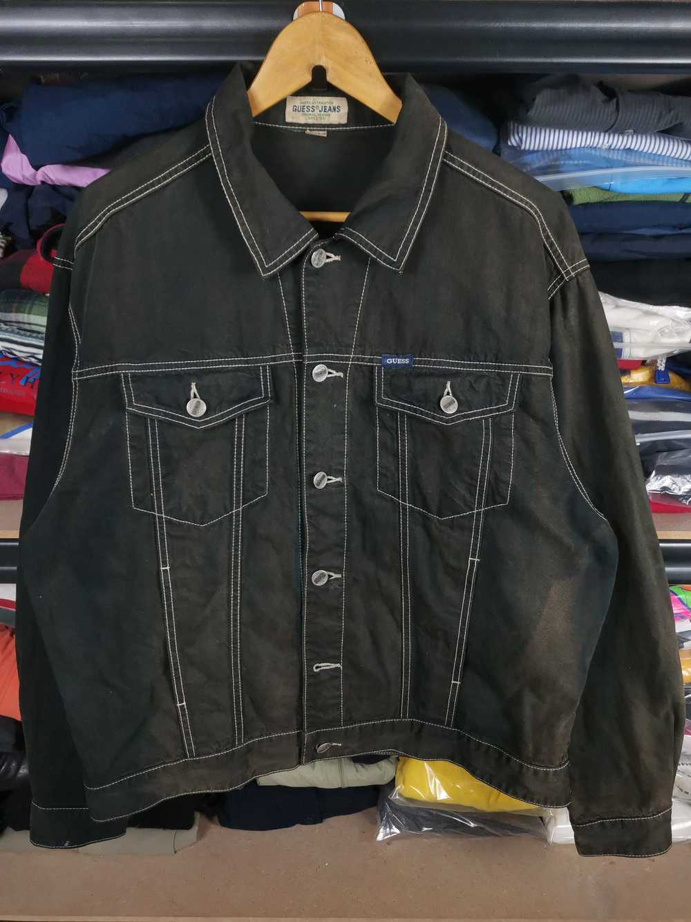 Denim Jacket × Guess × Streetwear Vintage Trashed… - image 1