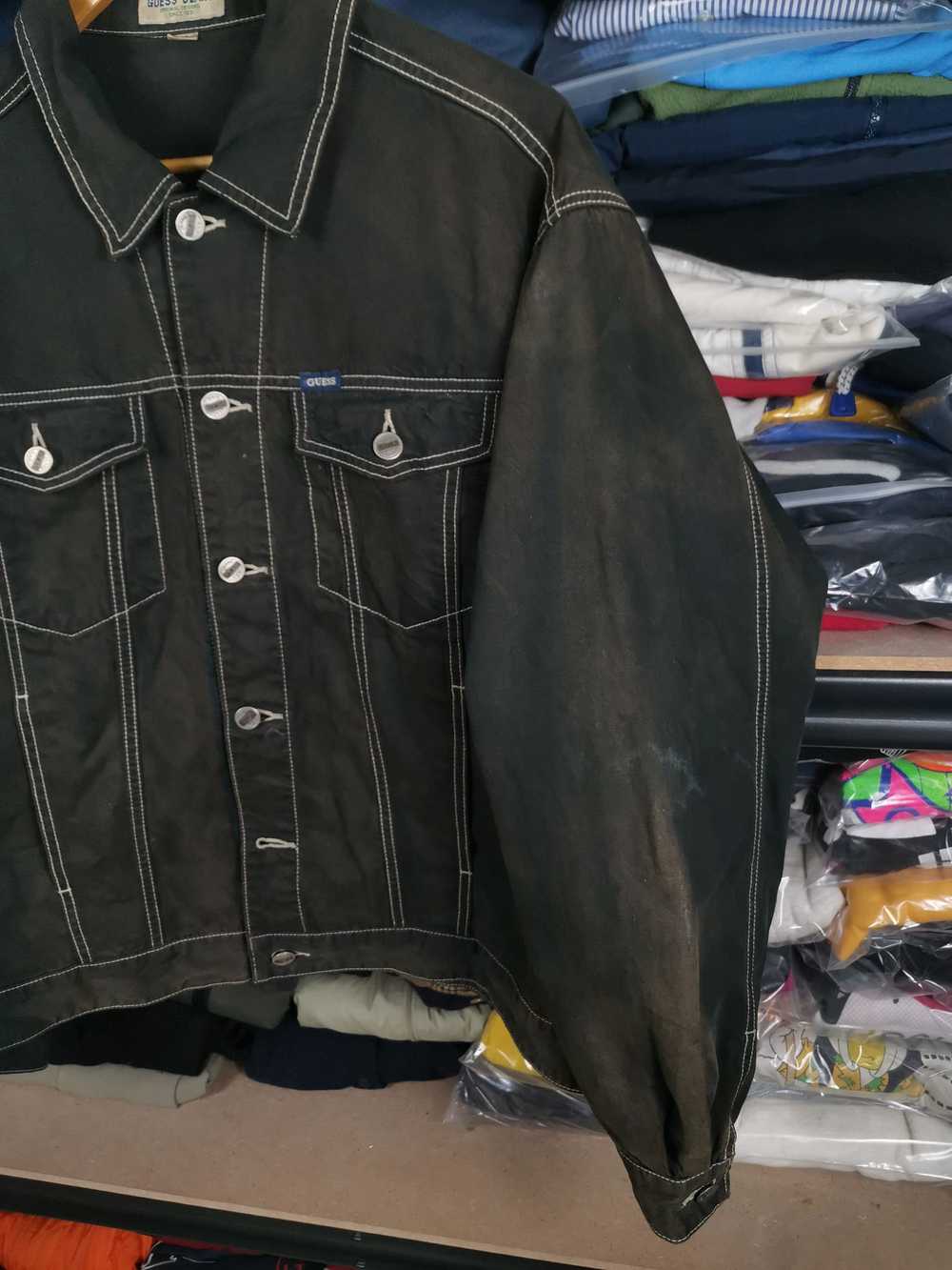 Denim Jacket × Guess × Streetwear Vintage Trashed… - image 3