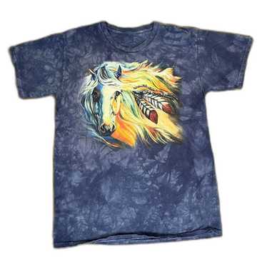 The Mountain Unisex Size L Blue Cotton Horse Tee … - image 1