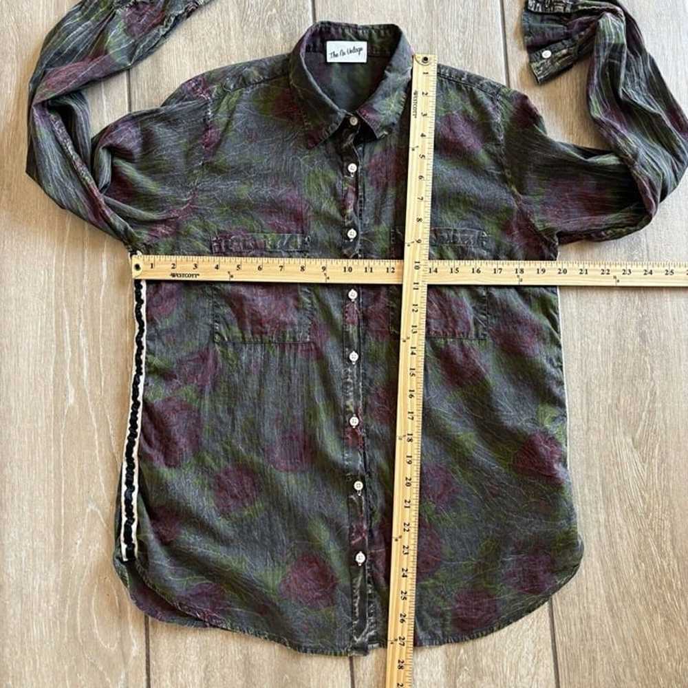 The Nu Vintage Button Shirt Size L Green Red Rose… - image 8