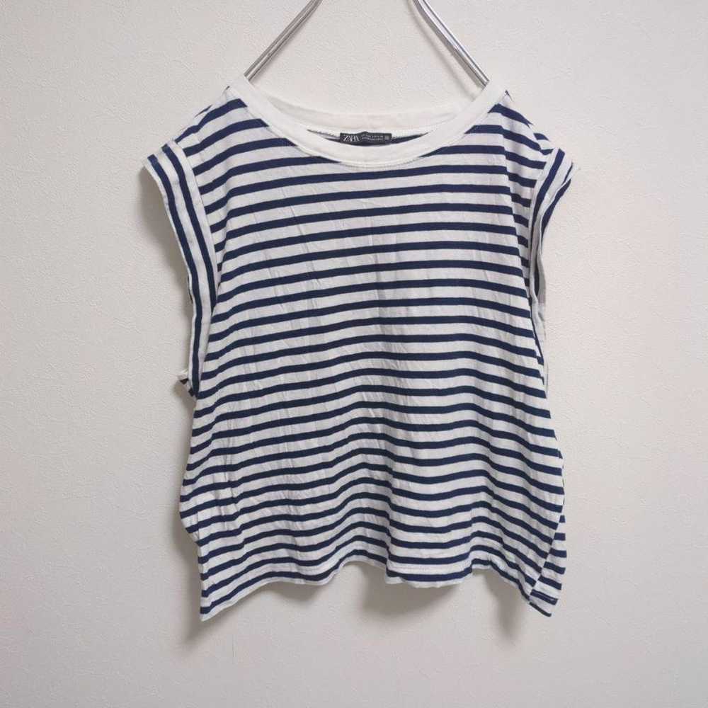 Zara [L] Cut-and-Sewn T-shirt Short Sleeve Border… - image 2