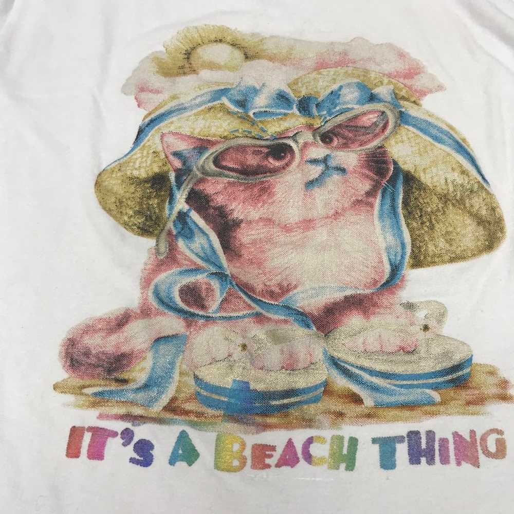 Y2K Cute Retro Kitsch Vintage Beach Style Cat Ill… - image 3