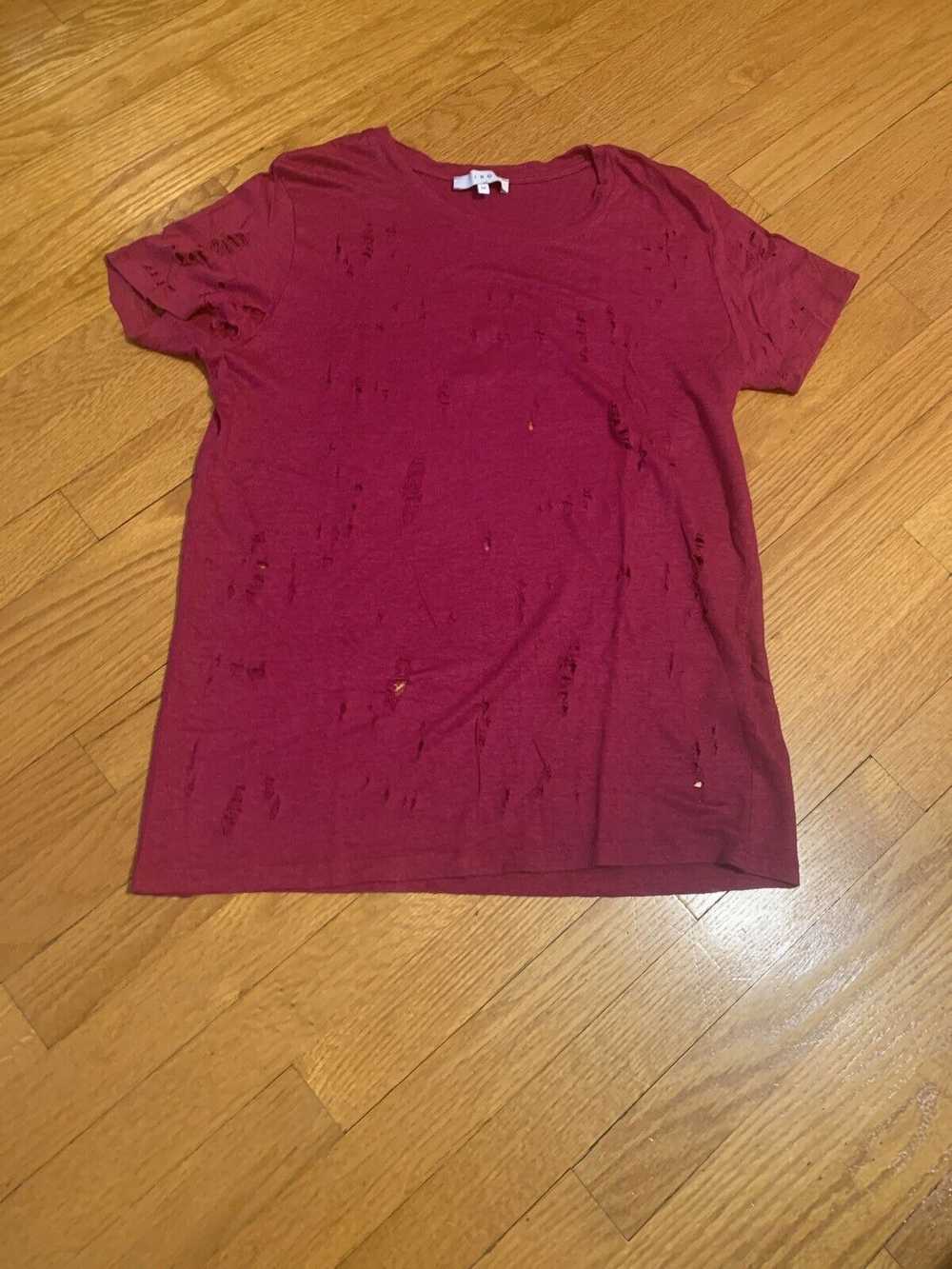 Iro IRO Red 'Clay' Punctured 100% Linen Tee - image 1