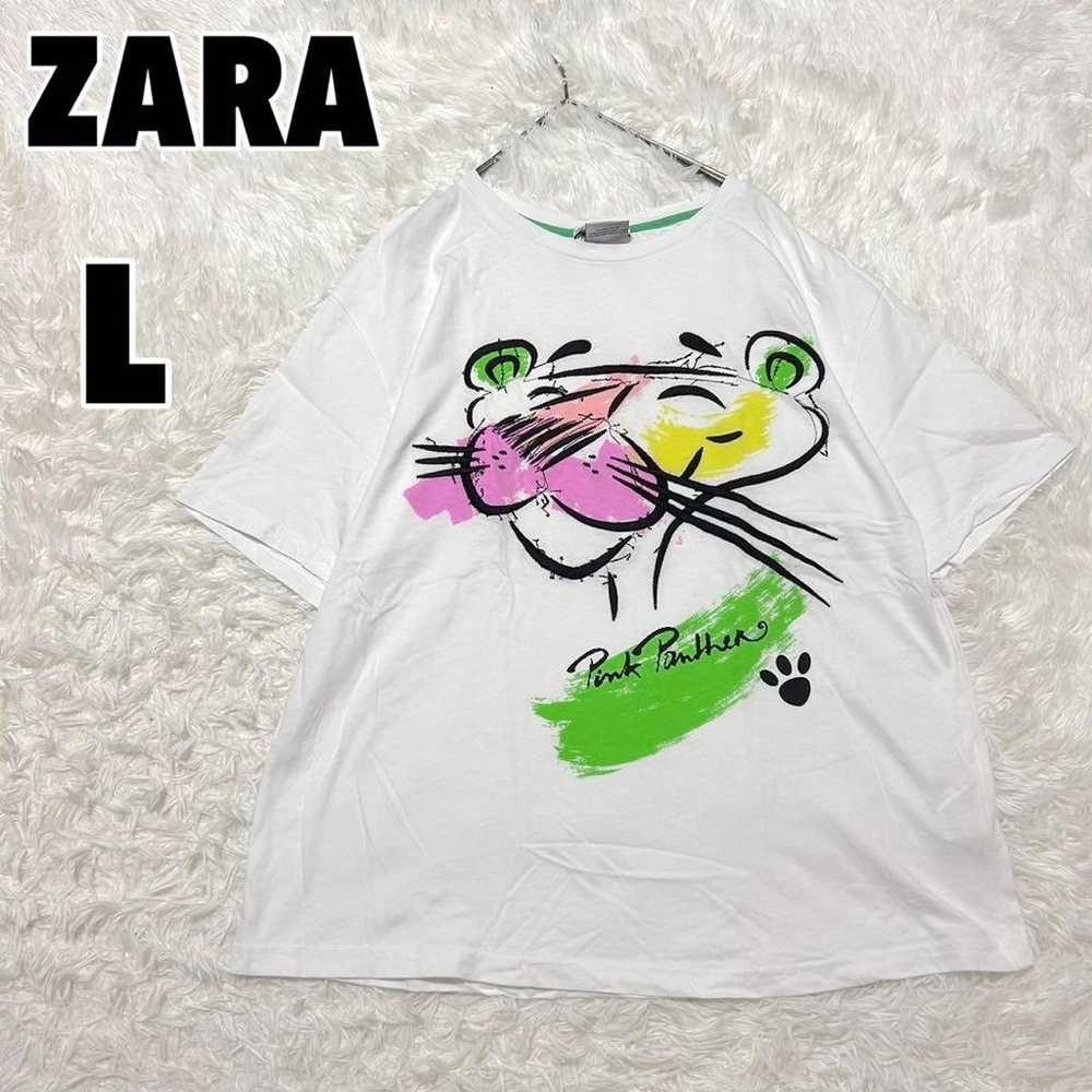 ♥ZARA♥ Zara (L) Pink Panther Embroidered Print T-… - image 1