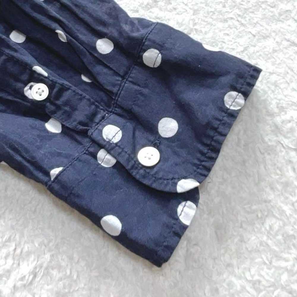 TALBOTS Polka Dot Sheer Shirt Navy 100% Cotton - image 10