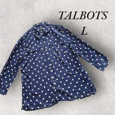 TALBOTS Polka Dot Sheer Shirt Navy 100% Cotton - image 1