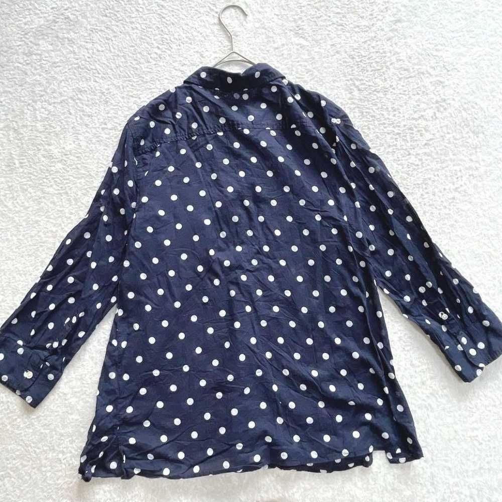 TALBOTS Polka Dot Sheer Shirt Navy 100% Cotton - image 2